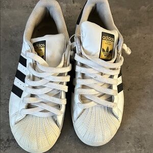 Adidas Classic White Sneakers with Black Stripes